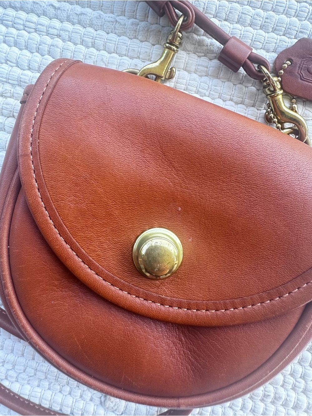 Vintage Coach 9826 Mini Belt Bag British Tan Leather Crossbody 90s - Picture 5 of 14